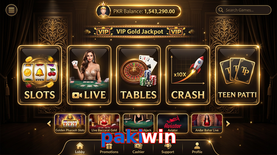 Main screen of Pakiwin casino page for PK players